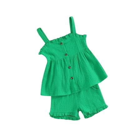 

Mioliknya Baby Girls Shorts Set Sleeveless Button-down Camisole with Shorts