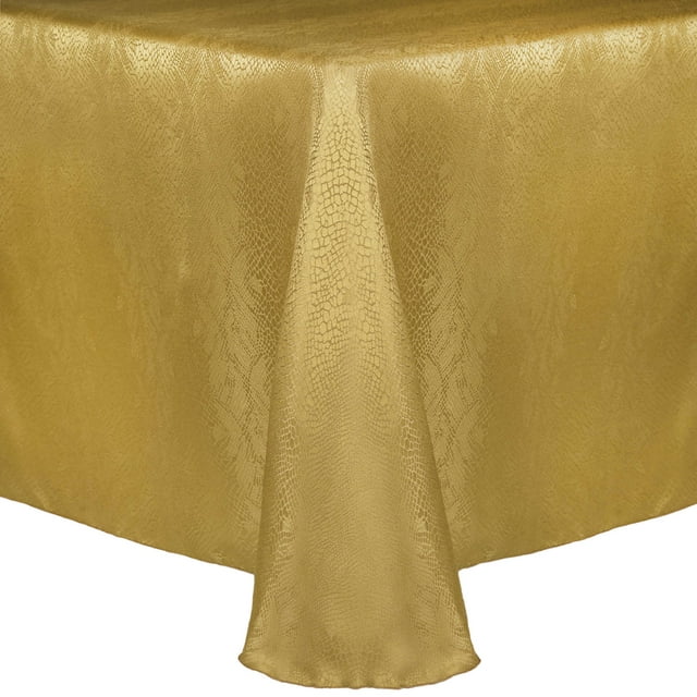 Ultimate Textile (5 Pack) Damask Kenya 70 x 104-Inch Oval Tablecloth - Home Dining Collection - Snakeskin Jacquard Design, Flax Gold