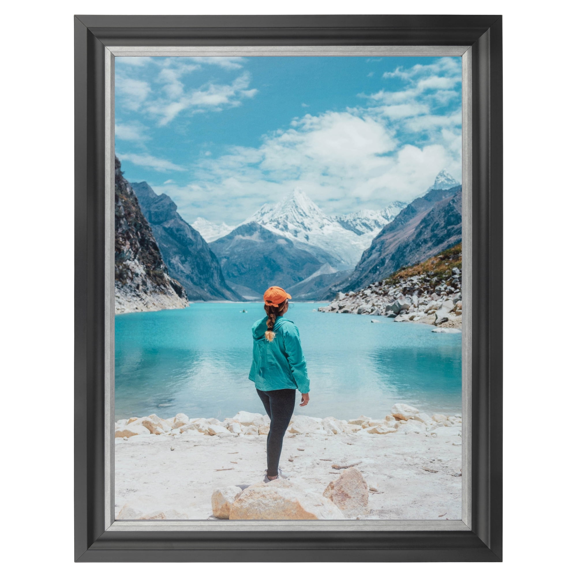 ArtToFrames 16x20 Inch Black Velvet with Silver Picture Frame, This Black MDF Poster Frame is Great for Your Art or Photos, Comes with 060 Plexi Glass (4691)
