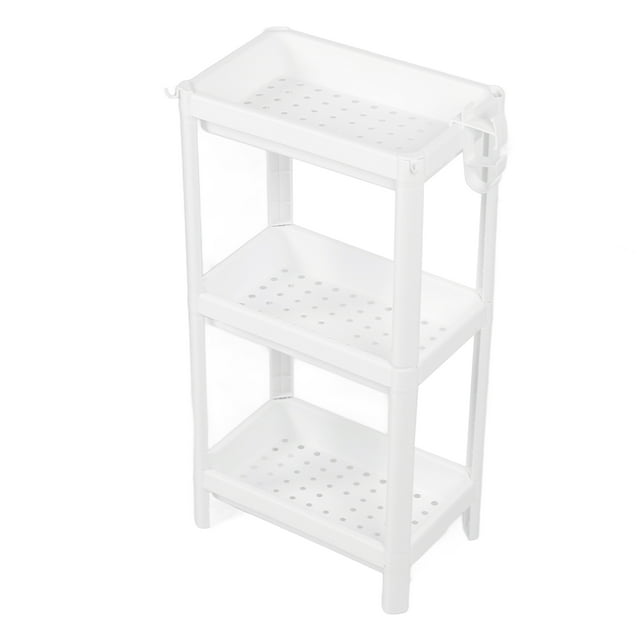 Bathroom Tower Shelf Plastic Shelving Unit Slot Narrow Slit Standing Shelf Units White
