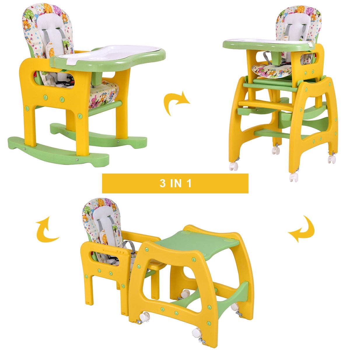 High Chairs & Booster Seats 3 in 1 Baby High Chair Convertible Play