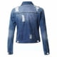 thumbnail image 4 of Chaqueta vaquera de manga larga con capucha y bolsillos para mujer, chaqueta vaquera con agujeros y reductora, cárdigan, 4 of 4