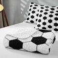 thumbnail image 4 of Manfei Soccer Sport Bed Spread Queen, Football Queen Coverlet Set, Black White Marble, Reversible 3pcs, 1 Quilt and 2 Pillowcases, 4 of 7