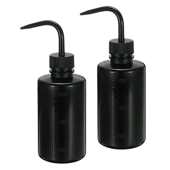 Uxcell 2Pcs 8oz Lab Squeeze Bottle 250ml Plastic Safety Wash Bottles (Black)