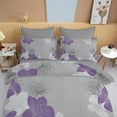 thumbnail image 2 of Floral Comforter Set King 7 Pieces Bed in a Bag Purple Floral Pattern Printed on Grey Soft Microfiber Bedding Set Lightweight Bed Comforter Set for All Season, 2 of 9