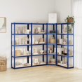 thumbnail image 1 of vidaXL 5-Layer Shelves 4 pcs Blue Steel&Engineered Wood, 1 of 5