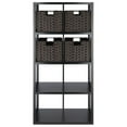 thumbnail image 2 of Contemporary Home Living 5-Piece Wooden 4x2 Storage Shelf with Foldable Woven Baskets - 53"- Black, 2 of 5