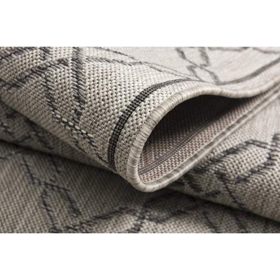 Rug Branch Modern Geometric Checkered Beige Grey Indoor/ Outdoor Runner Rug - 3x8