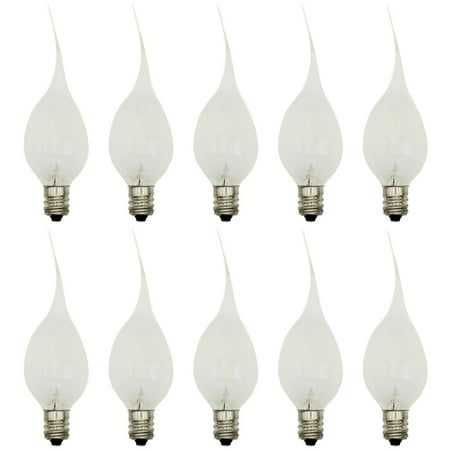 

10 Silicone Dipped LED Night Light Bulbs For Window Candles C7 Base 0.7w 120v