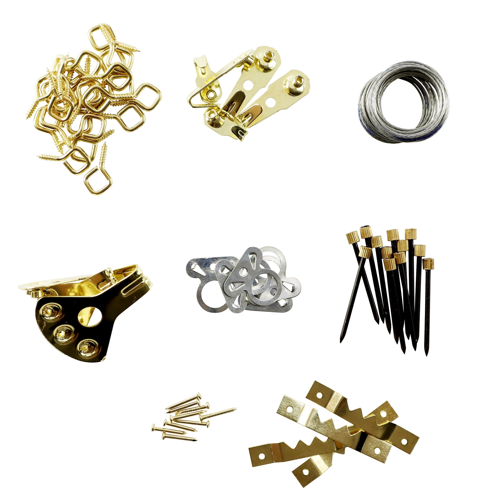 Studio Decor Picture Hanging Kits - Wall Hanging Sets with Hooks, Wire, Nails & More, 62 Pieces per Kit, Supports 10-75 lb, Ideal for Drywall & Plaster, 24 Pack