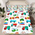 thumbnail image 2 of Manfei Colorful Cartoon Cars Twin Sheet Sets,Modern Aircraft Aitplane Twin Fitted Sheet,Cute Multicolor Stars Flat Sheet For Boys Girls,Super Cozy Room Decor,3pcs, 2 of 7