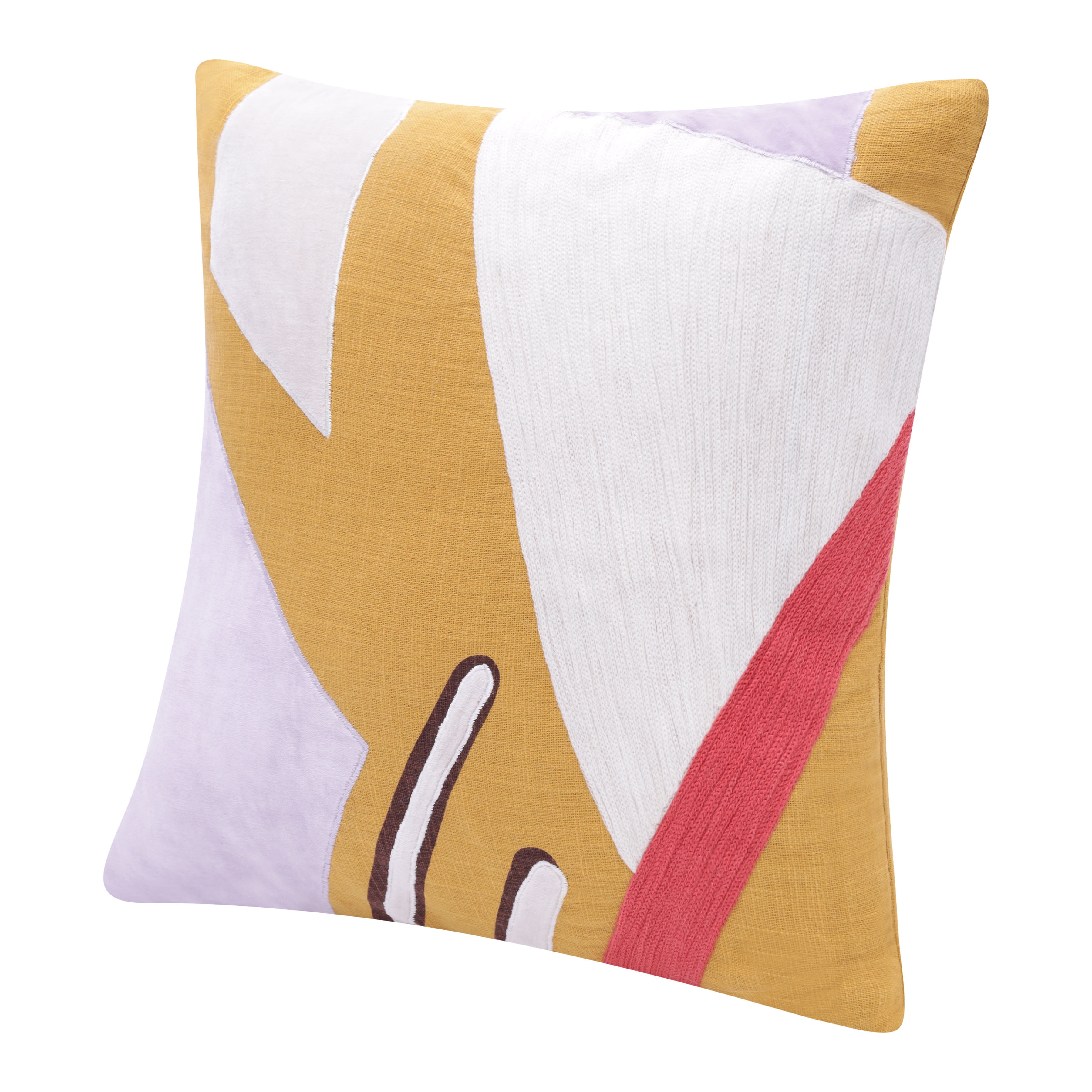Harlow Hill Stacy Garcia Ochre/Lilac Abstract 20" x 20" Cotton Adult Decorative Feather Filled Pillow