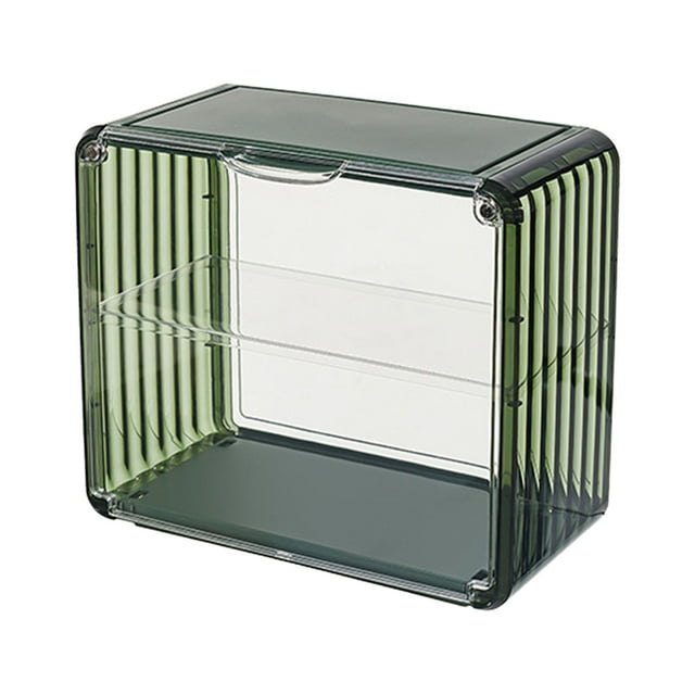 Vitrina modular coleccionable para figuras de acción, resistente al polvo y compacta, ideal para tamaños pequeños, vitrina ciega de acrílico con acabado verde negruzco