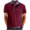 thumbnail image 1 of pstuiky Camisas casuales de manga corta para hombre, Camisa tipo blusa de manga corta con cuello vuelto y botones de color para hombre camisas casuales para hombre xl, 1 of 7