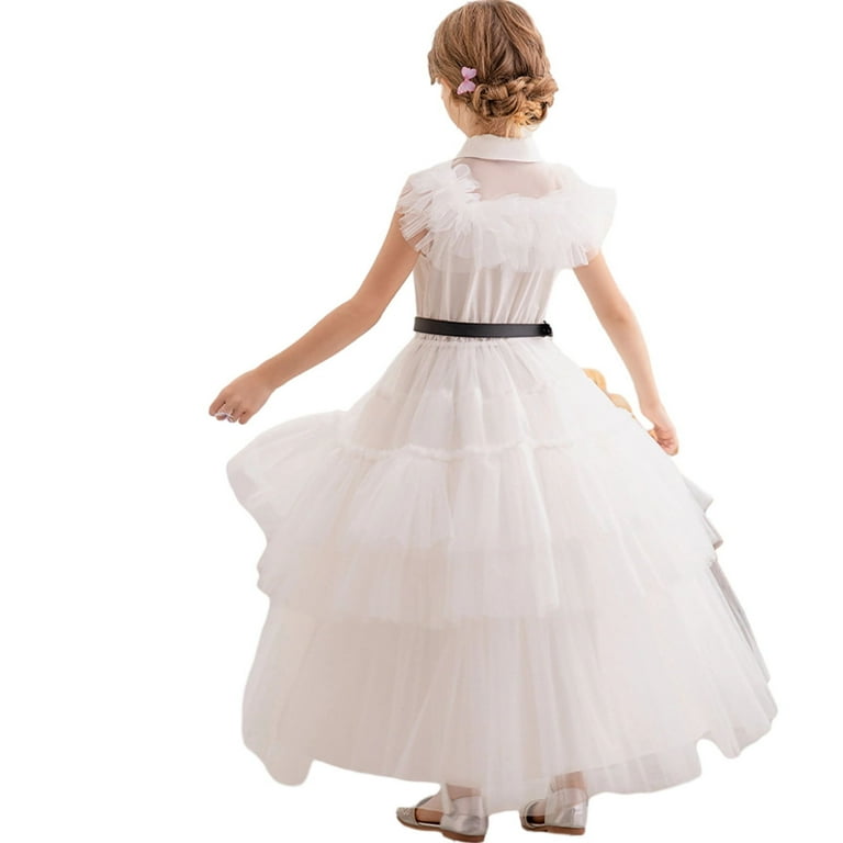 open lace back dress NEATMOA Wednesday Addams Cosplay Dress Anime Outfit for Halloween Part main image 0