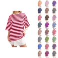 thumbnail image 1 of T-shirt Rayé pour Femmes 2026 Été Tendance Manches Courtes Col Rond Confortable Léger, 1 of 4