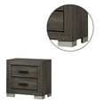 thumbnail image 4 of Lola 22 Inch Wood Nightstand with 2 Drawers, Metal Bar Handles, Dark Gray - Saltoro Sherpi, 4 of 5