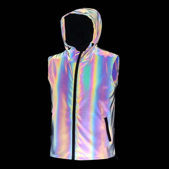 Men's Hooded Colorful Jacket Fashionable Street Cycling Outdoor Reflective Men's Clothing