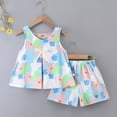 thumbnail image 2 of CAUYDY Baby Girls Clothes Toddler Girl Summer Outfits Kids Girl Short Sleeve T-shirt + Casual Shorts Pants for Kids 6 9 12 18 24 Months 1T 2T 3T 4T 5T 6T 7T (Sizes 5-6 Years,D01-Blue), 2 of 4