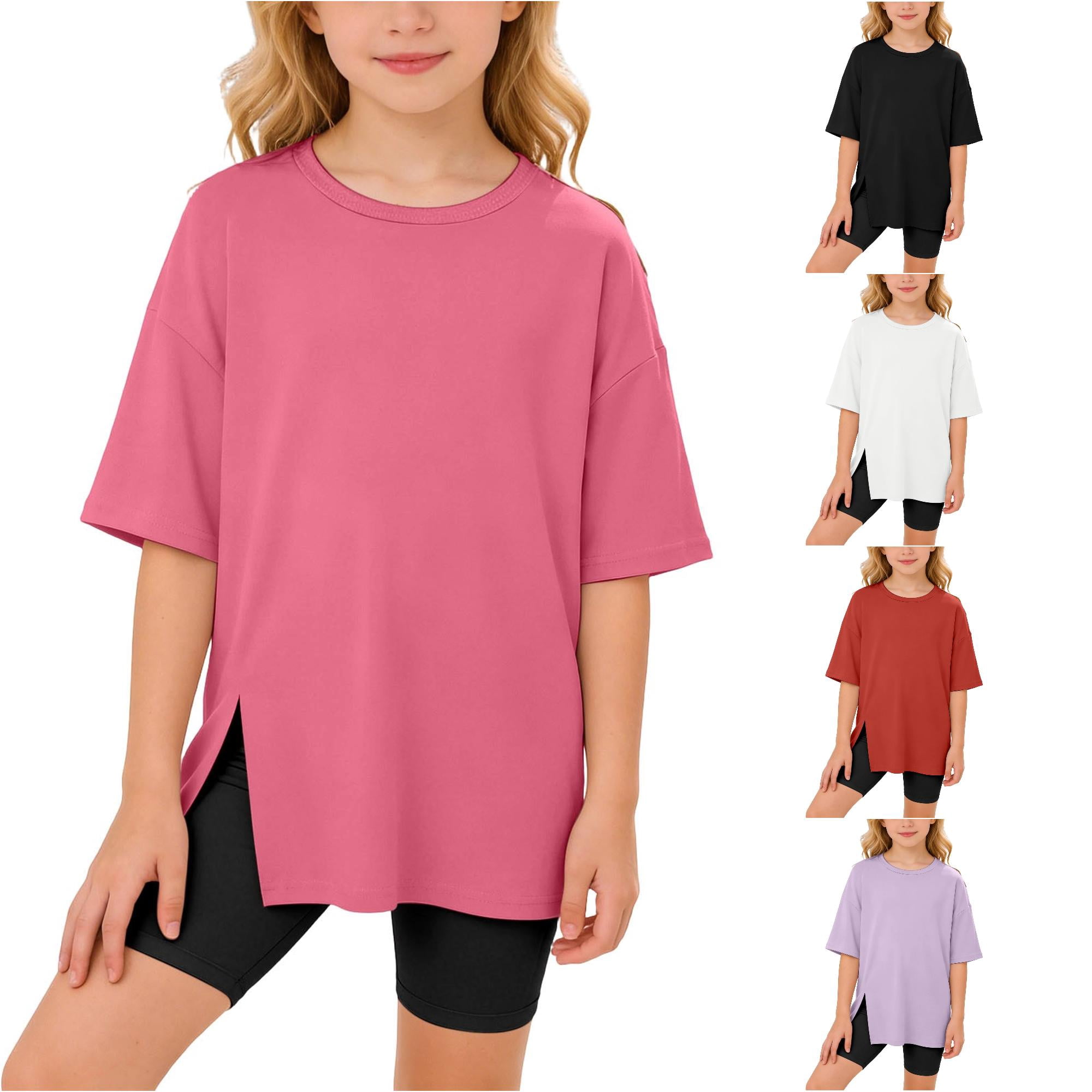 Girls Fashion Split Tee Casual Long Sleeve Soft Breathable Daily Wear Blouse for Kidsage Kids Long Sleeved Shirts 5-6 Years
