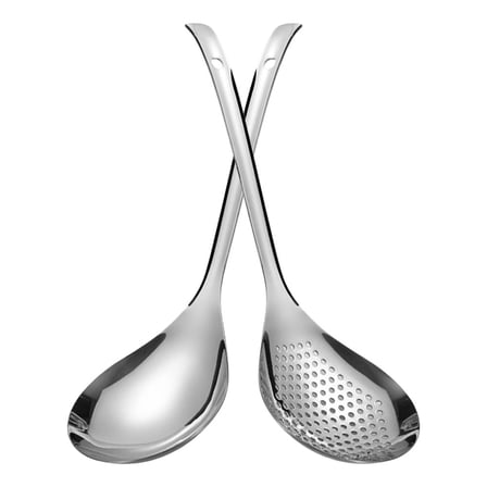 RENACLIPY 2-Pack Stainless Steel Slotted Kitchen Spoons Large Diameter Food Scooping Utensils and Easy to Clean