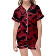 thumbnail image 4 of Kids Halloween Pajamas Size 6-7 Years Girls Holiday Nightwear Short Sleeve Top and Shorts Cozy Homewear Pjs for Girls Brick Red, 4 of 4