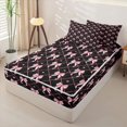 thumbnail image 2 of Manfei Pink Bowknot Zipper Twin Comforter Sets with Fitted Sheet and 2 Pillowcases For Girl,Cute Loves Pattern Kids Zipper Bedding Set,Pink Reversible,4 Pieces, 2 of 7