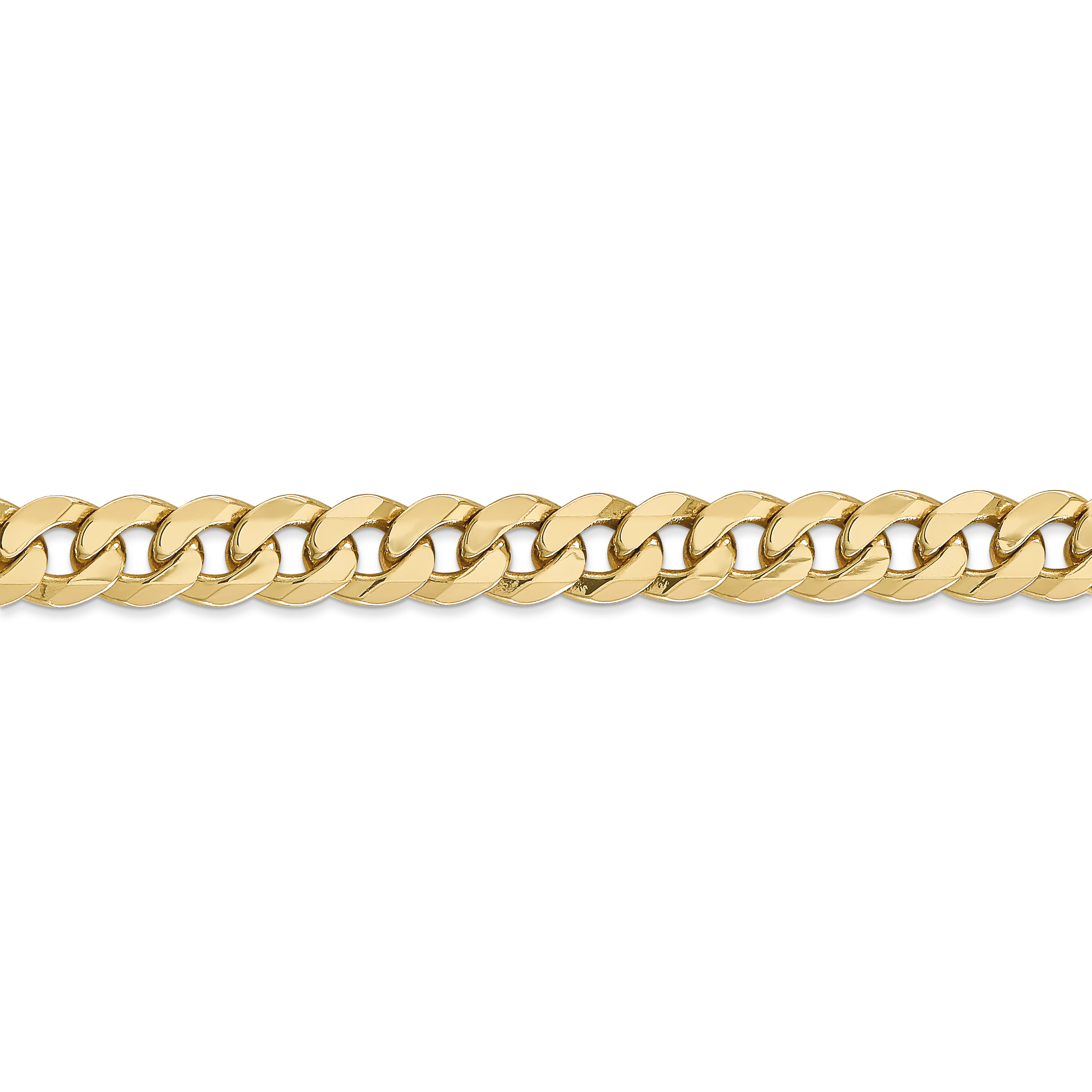 Jewel Tie 10k Yellow Gold 2.2mm Flat Beveled Cuban Curb Chain