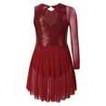 thumbnail image 4 of TiaoBug Kids Girls Lyrical Ballet Dance Dress Sequins Asymmetrical Flowy Skirted Leotard Skating Dancewear Burgundy 8, 4 of 7