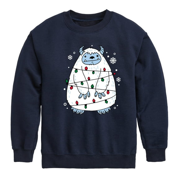 Instant Message - Yeti Lights Christmas - Toddler & Youth Crewneck Fleece Sweatshirt