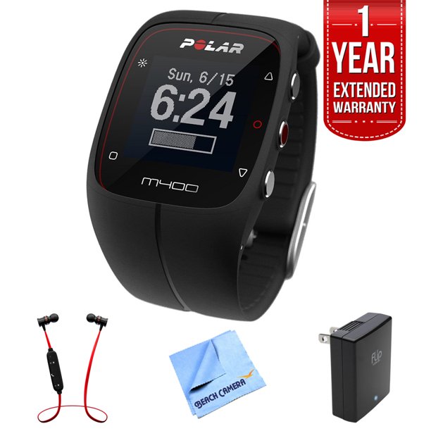 Polar M400 Gps Smart Sports Watch Black W Extended Warranty Bundle Includes 1 Year Extended Warranty Fusion Bluetooth Headphones Micro Fiber Cloth Universal Travel Wall Charger Walmart Com Walmart Com
