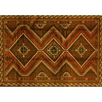 Ahgly Company Machine Washable Indoor Rectangle Southwestern Yellow Country Area Rugs, 2' x 4'