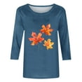 thumbnail image 4 of TKLPEHG Womens Fall Tops Thanksgiving 3/4 Sleeve Tunic Tops Fall Funny Graphic Tee Round Neck Casual Fashion Colthes (Blue,XXL), 4 of 4