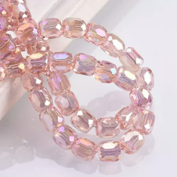U8MO 10pcs Colorful 8mm 10mm Round Cylinder Faceted Crystal Glass Loose Beads-Aqua Rose AB-10mm