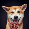 thumbnail image 4 of Laklulu Collar de perro navideño con lazo, collar de perro ajustable a cuadros navideños con hebilla de seguridad, suave, ROJO, 4 of 5