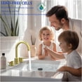 thumbnail image 5 of JERFIT 8-inch Centerset Bathroom Faucet with 360° Swivel Spout, Brushed Gold 2-Handle Deck Mount Sink Faucet, Includes Pop-Up Drain for 3-Hole Vanity, 5 of 7