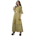 thumbnail image 4 of Moomaya Printed High Low Crop Top Kurti Palazzo Set Ethnic Indian Clothing Set For Womens, 4 of 9