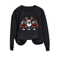 thumbnail image 4 of Oalirro Christmas Sweatshirts for Women Long Sleeve Graphic Cute Womens Shirts Merry Christmas Wine Glass Print Black Crew Neck Top, L, 4 of 6