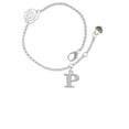 thumbnail image 2 of Delight Jewelry Silvertone Large Initial - P - Silver-tone Rose Link Chain Bracelet, 6.25"+1.75" Extender, 2 of 4