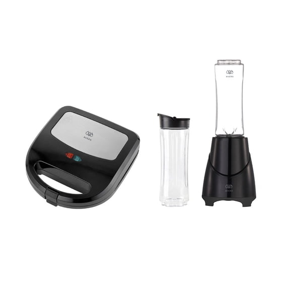 Combo Sandwichera 5 en 1 y Licuadora Portátil con 2 vasos, AVERA, SW01LP01