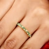 1/4 CT Emerald and Diamond Eternity Ring, Marquise Emerald Semi Eternity Ring, Diamond Accent Stackable Ring, May Birthstone Ring, Yellow Gold, Size:US 7.00