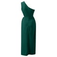 thumbnail image 6 of Bigersell Tank Dress for Women Knee Length Fashion Women Summer Solid One-Shoulder Sleeveless Hollow Out Long Dress Women's Plus Faux-Wrap Dress Style 24456, Female Mid-Length Dresses Green L, 6 of 6