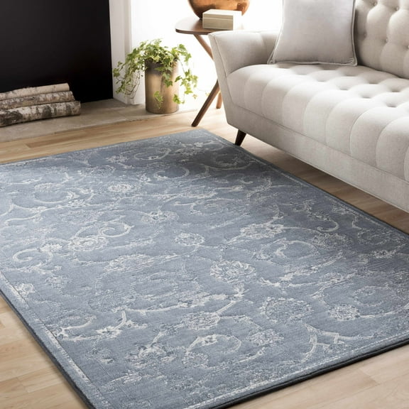 Hauteloom Astatula Living Room, Bedroom Area Rug - Traditional - Blue, Ice Blue, Light Slate - 2' x 2'11"