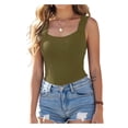 thumbnail image 3 of Women'S U Neck Shapewear Built-in Bra Tank High Strechy Sleeveless Slim Fit Tops Camisole Tops Green S, 3 of 8