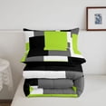 thumbnail image 5 of Homewish Green Geometric Square Twin Comforter Sets,Modern Abstract Bedding Set,Black Reversible,2pcs,1 Comforter and 1 Pillowcase, 5 of 7