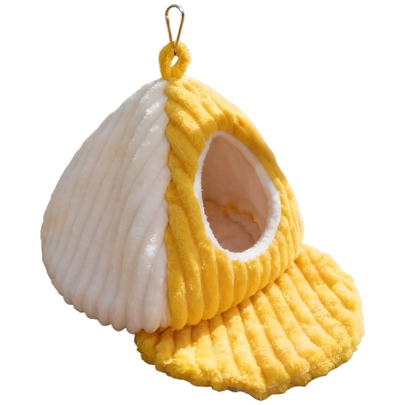 Plush Bird Nest, Winter Warm Bird House for Cage, Soft Hanging Hammock Sleeping Nest with Pad, M Size, Windproof Cozy Bed for Parakeet Cockatiel Canary Lovebird Finch, 6.6 in Tall
