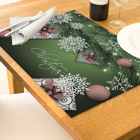 

PKJHGA Christmas Party Decor Table Placemats Rustic Vintage Washable Table Mats