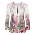 thumbnail image 5 of YOTAMI Women's Printed Long Sleeve Tops Button V-Neck Plus Size Clothes for Weekend Ruffled Trendy Casual Tops Multicolor S, 5 of 5