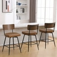 thumbnail image 3 of Foreate Swivel Bar Stools, 26" Counter Height Set of 2 with Wood Mid Back, Modern Mid Century Leather Bartools Upholstered Bar Chair for Kitchen Island Dining Room Office, 3 of 12