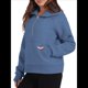thumbnail image 3 of Sudadera Holgada de Larga con Capucha y Bolsillo con Media Cremallera para Mujer, Otoño e Invierno Azul Gris S, 3 of 10